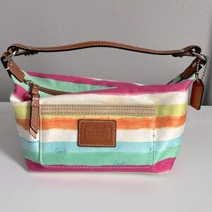 Coach Hampton Watercolor Stripe Top Handle Pouch Small Bag Y2K